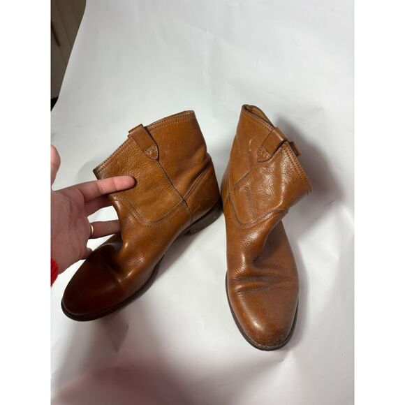 Madewell Boots Women's Size 8.5 Brown Cognac Otis Leather Pull On Western Bootie - Picture 4 of 8